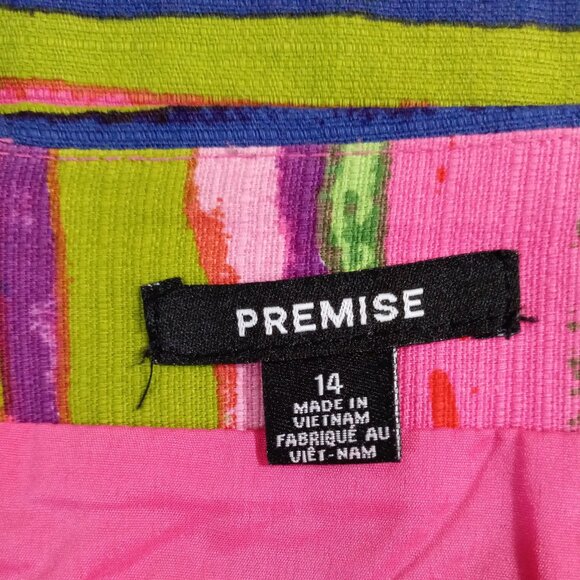 Premise Pink and Green Striped Mini Skirt - Picture 2 of 5